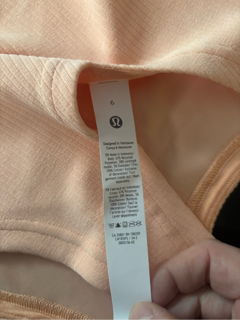 lululemon Peach Ribbed Crop Top - Picture 5 of 5
